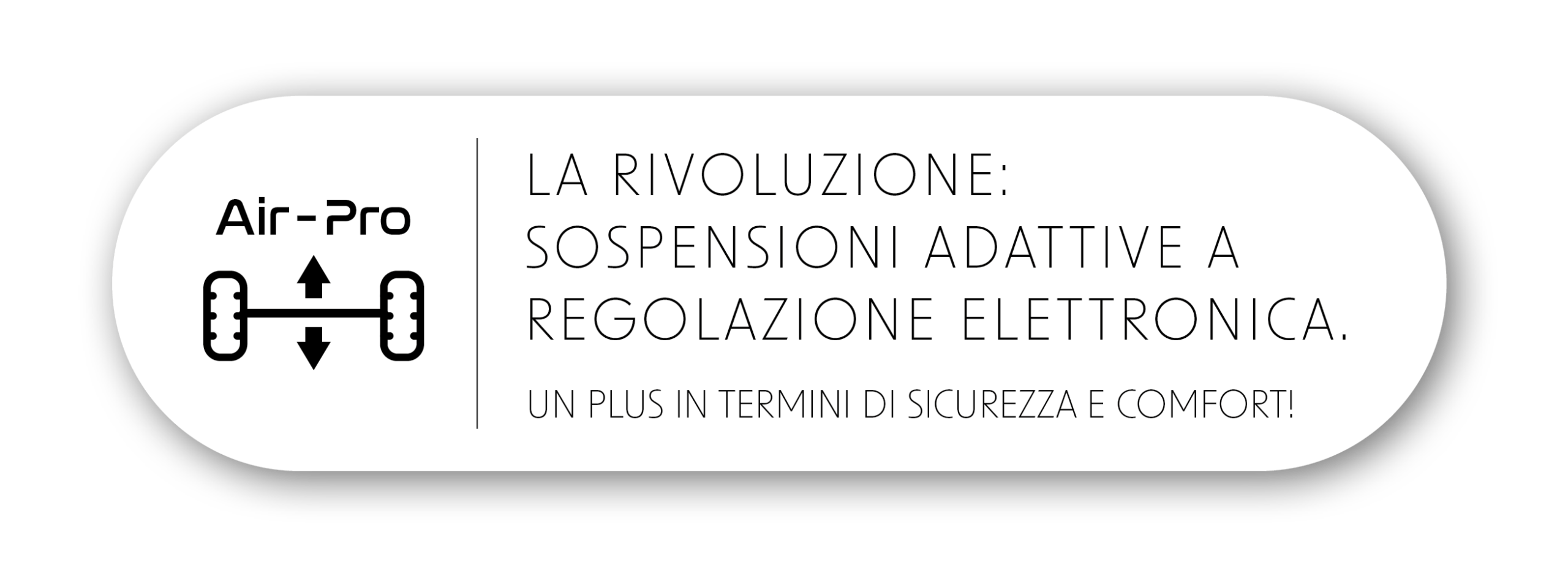 Logo e schema di una sospensione pneumatica accanto al testo in tedesco: La rivoluzione: sospensioni adattive a regolazione elettronica per camper Iveco Daily. Un plus in termini di sicurezza e comfort!