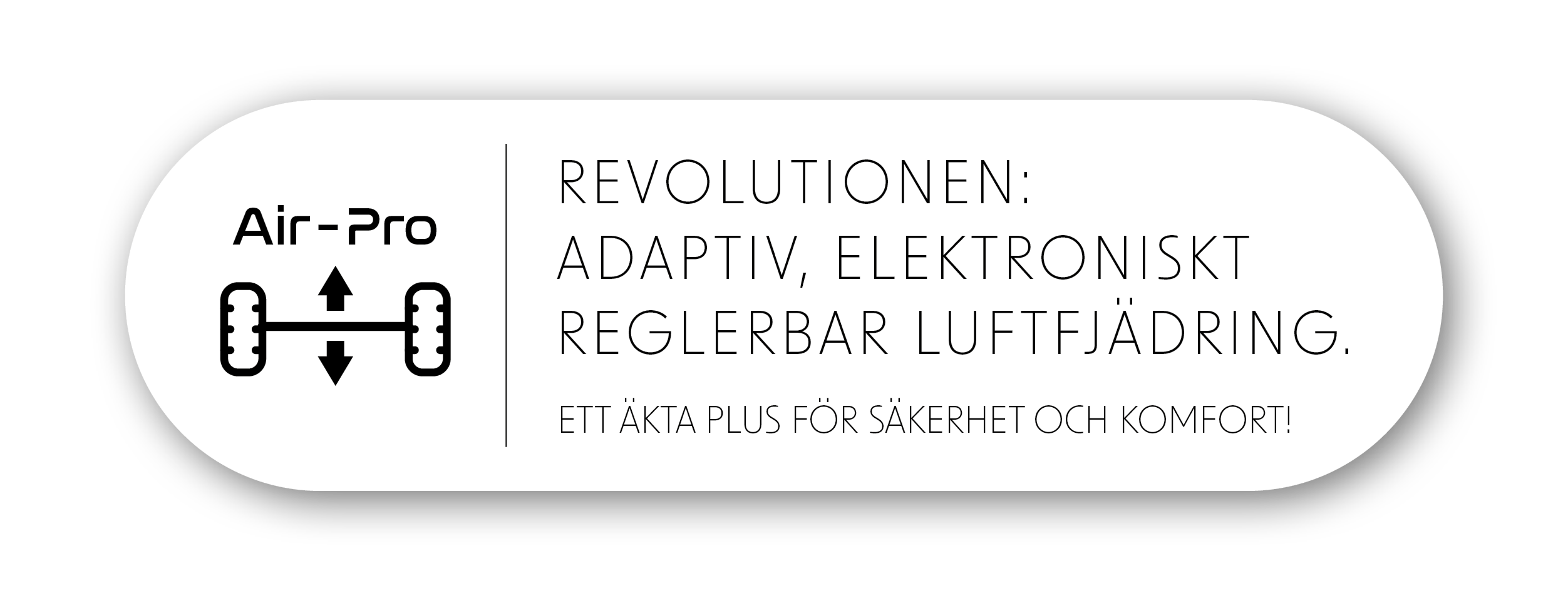 Logga och diagram för en fordonsupphängning bredvid en tysk text: Revolutionen: Adaptiv elektroniskt reglerbar luftfjädring för Iveco Daily-husbilar. Ett äkta plus för säkerhet och komfort!